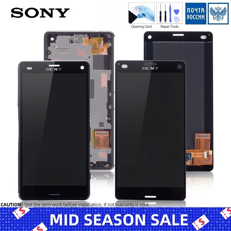 

ORIGINAL For SONY Xperia Z3 Compact Display Frame Z3 Mini LCD D5803 D5833 Replacement Display For SONY Xperia Z3 LCD D6603