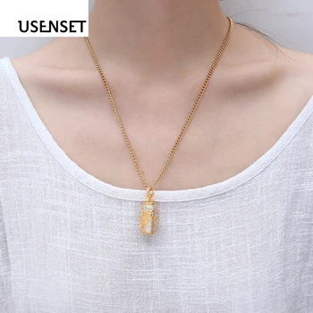 

USENSET Hip Hop Jewelry Bling 3A Green Zirconium White Zirconium Solid Sprite Bottle Pendant Cool Accessories
