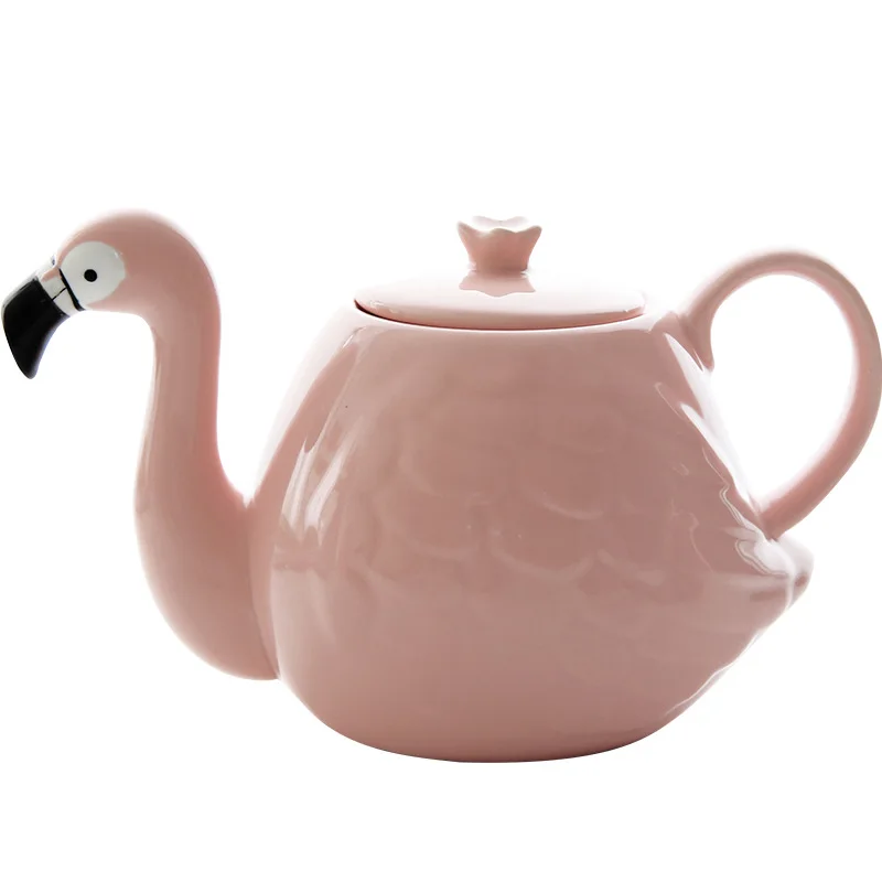 Розовый керамический термосы с изображением фламинго чайник высокого качества чайный, кофейный набор чашка креативный чайник для воды домашняя кружка подарок на день рождения