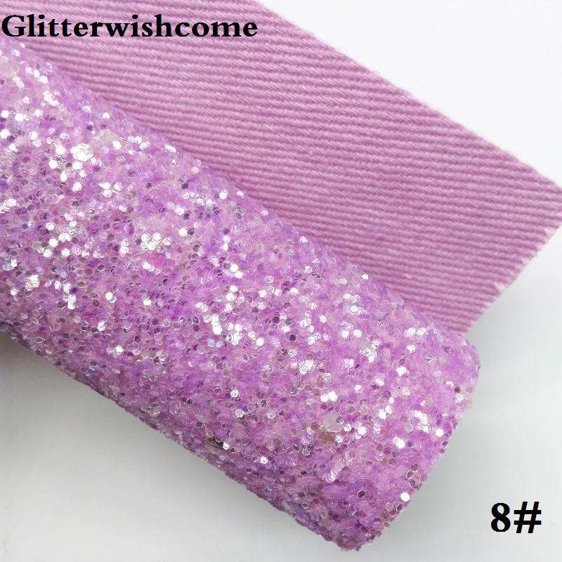 Glitterwishcome 21X29 см A4 Размер синтетическая кожа, соответствующий цвет подложки, толстый блеск кожа винил для луков, GM033A - Цвет: 8