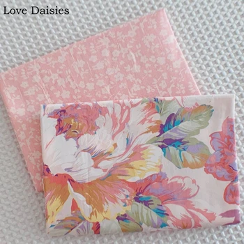 

100% Cotton Elegant Brown Purple Gold Big flowers PINK Small Floral Twill Fabrics for DIY Bedding Kids Apparel Dress Home Decor