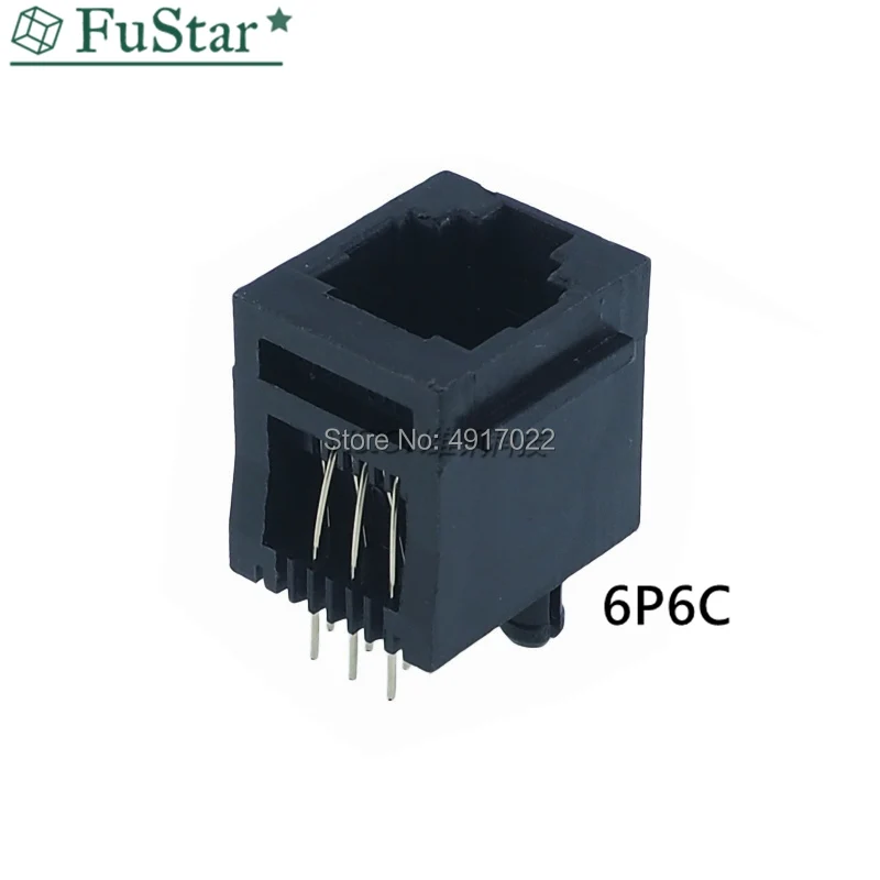 10pcs RJ11 Socket 52-6P6C 4P4C 8P8C Seat RJ12 Phone Jack Female Crystal Head Socke 180 degrees Vertical 6P6C Telephone Connector