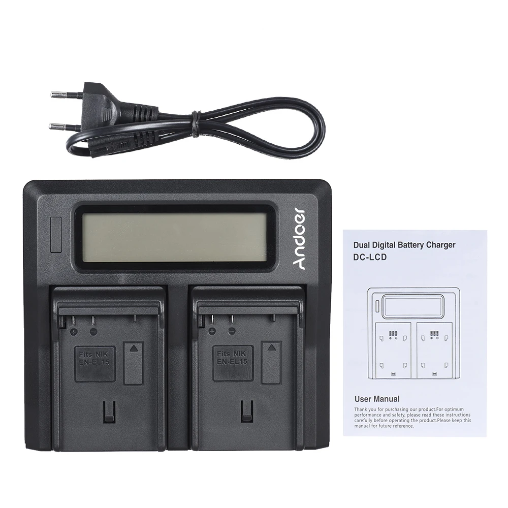 Andoer NP-F970 Dual Channel Digital Camera Battery Charger w/ LCD Display for Sony NP-F550/F750/F950/ NP-FM50/FM500H/QM71