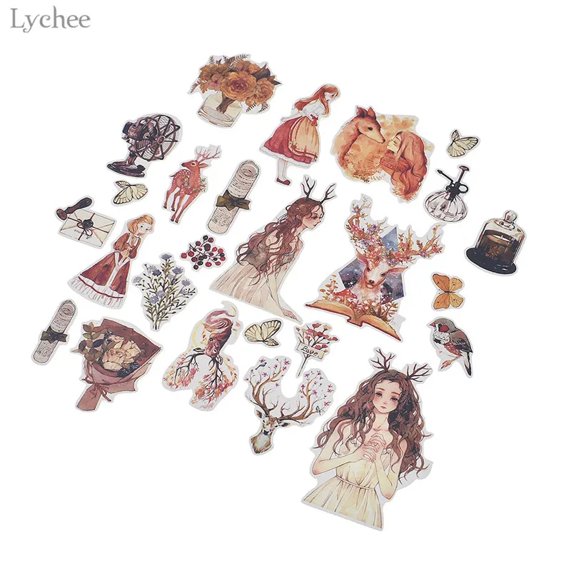Клейкая Бумажная наклейка Lychee Life для девочек с милым оленем детский альбом