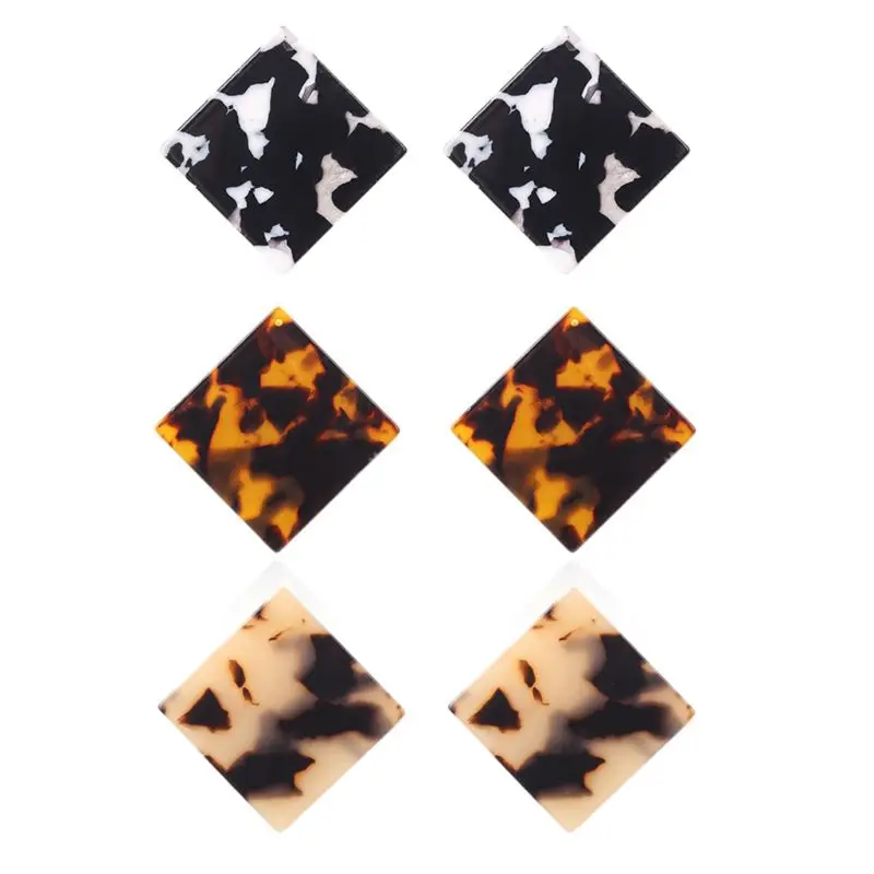 

New Women Fashion Acrylic Big Square Mottled Statement Earrings Fashion Jewelry Leopard Print Drop Earrings for Women