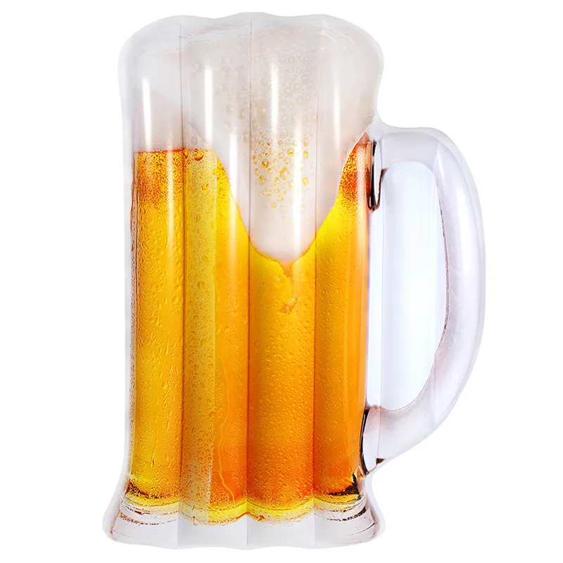 

182cm New Beer Mug Swimming Float Summer Ice Beer Swimming Ring Inflatable Pool Float Tube Raft Swimming Ring Summer Water Toy