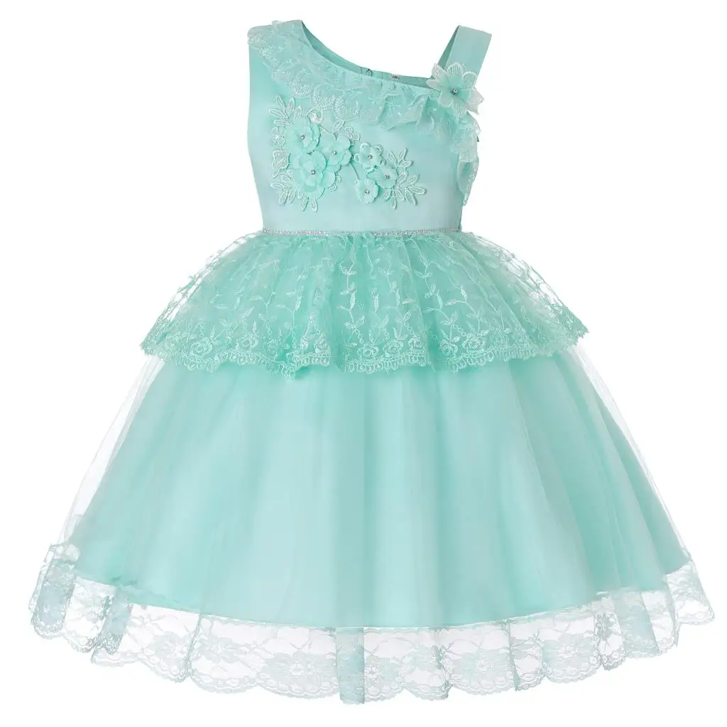 

Birthday Wedding Party Princess Dresses Kids White Tutu Mesh Costume Children Clothes Flower Girl Dress 2019 New Girls Pearls