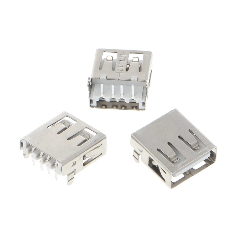 10 Pcs USB 2.0 4 Pin Type A Female Socket Connector G54 2 Feet 90 Degree
