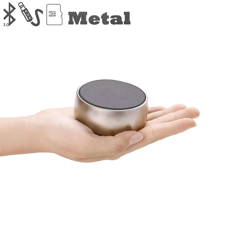 Мини металлический круглый динамик Bluetooth для спорта на открытом воздухе бас
