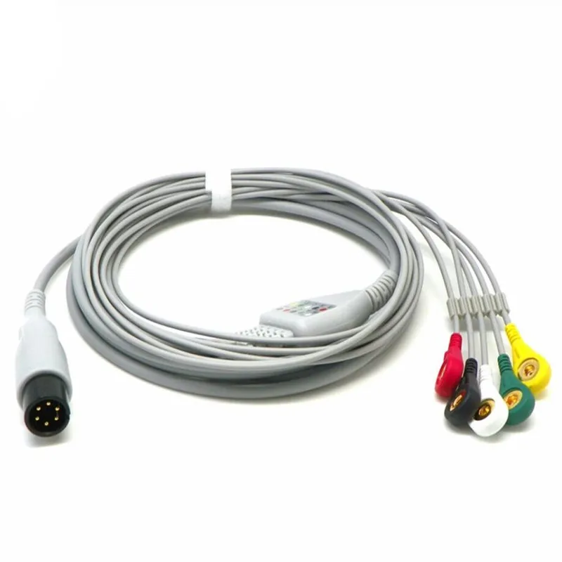 Conduz o Cabo de Ecg para Mindray Aami Pinos Genéricos Parte 5 Pm7000 – 8000 Edan Paciente Monitor Ecg Cabo Leadwires Snap Fim Iec 6 Uma
