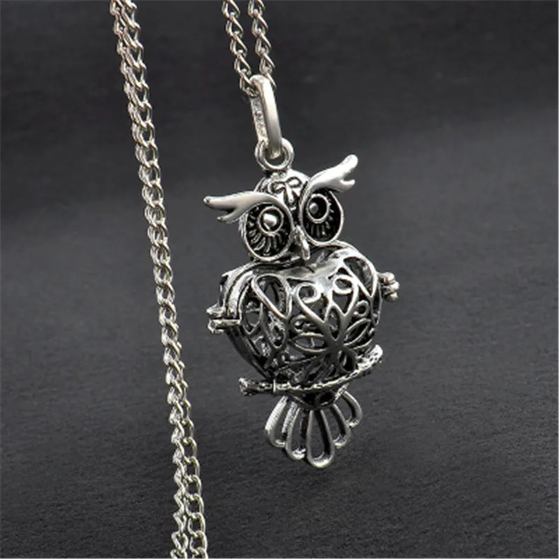 

iMucci necklace fashion owl hollow cage aromatherapy essential oil diffuser pendant