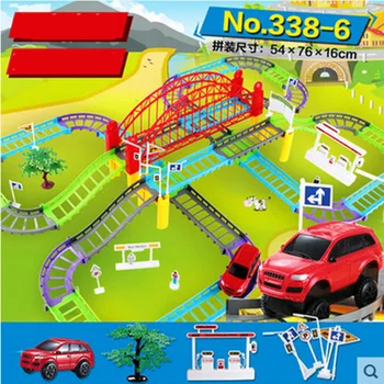 

70X40X29cm Diecast Magical Track Car Set Small Train Toy Super Long Track Lift Car Children's Electric Puzzle Assembly 338-6