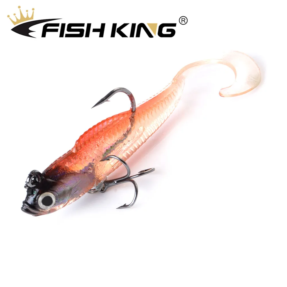 

FISH KING 1pc 4.5g 8.5g 21g Soft Lure Jig Wobblers Silicone Fishing Lure With Treble Hook Lead Head Carp Bass Shad Pike Zander