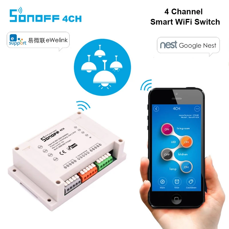 Multi Channel ITEAD SONOFF 4CH Smart Wifi Switch Interrupteur Wifi