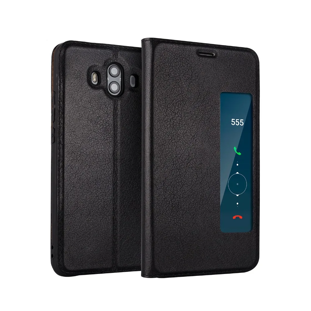 

CYBORIS For Huawei mate 10 Case Genuine Real Cow Leather Case For mate X ALP AL00 Yak Window Suction Section Stand Flip Cover