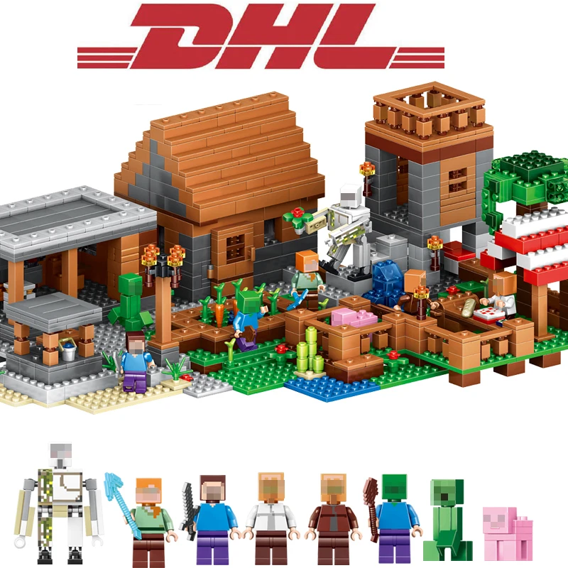 

2017 New 1106Pcs LELE Minecraftes My World Figures Village Model Building Kits Blocks Bricks Compatible Toys For Children Gift