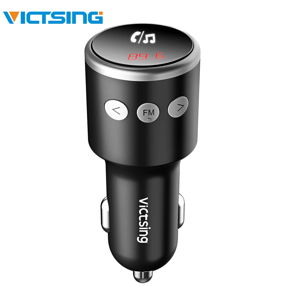 

VicTsing Bluetooth FM Transmitter for Car QC3.0 Wireless Bluetooth 4.2 Radio Transmitter Adapter with Hand-Free Calling Dual USB