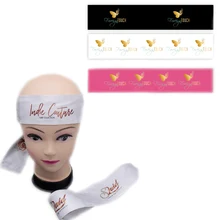 Пользовательский лого девственные волосы для наращивания обертывания повязки на голову Шелковый расширенный печать волос шарф галстук