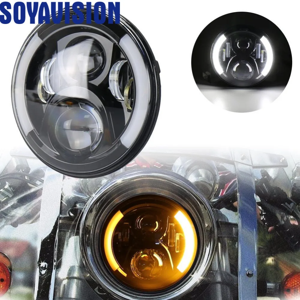 Для Harley Bobber Dyna Honda Suzuki Yamaha Cafe Racer Faro Moto 7 ''мотоциклетные фары поворотные