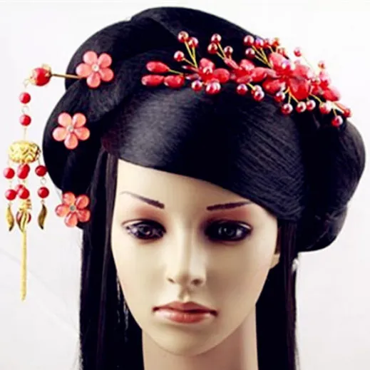 Черная принцесса аксессуары для волос Китайская древняя династия длинные волосы древняя Принцесса аксессуары для фотостудии