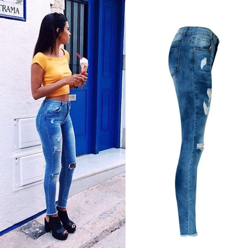 LOGAMI рваные джинсы с высокой талией женские узкие эластичные для женщин джинсовые