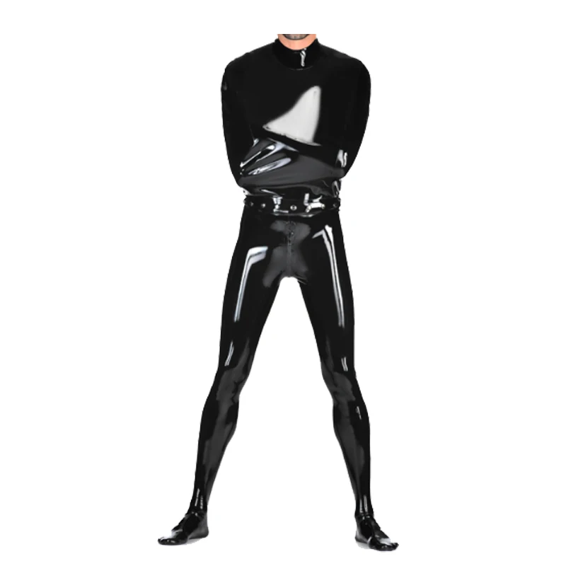 

Pure Latex Men Handsome Black Double Layer Men Tight Suit 0.4mm Size XXS-XXL