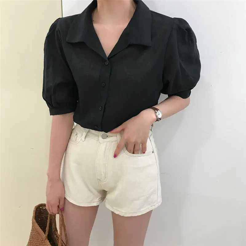 HziriP Hong Kong Style Chic Удобные Свободные Простые повседневные рубашки с короткими