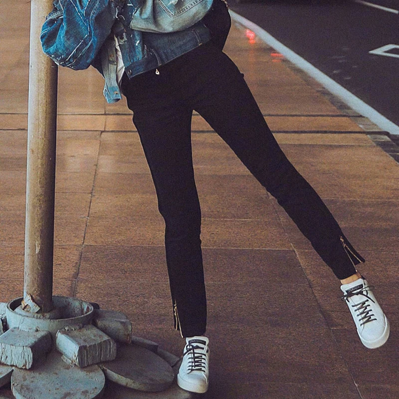 Summer Skinny Jeans Woman High Waist Mom Jeans Denim Pencil Pants Trousers Boyfriend Jeans for Women Zipper Split Vintage Jeans