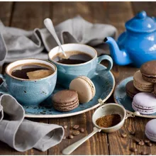 На заказ Алмазная картина Полная площадь/Круглый Мультфильм Кофе торт десерт eigen foto Алмазная вышивка аксессуары eid box ima кошки