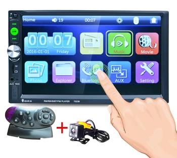 

Universal 2 Din Car DVD Rear View Camera +steering wheel controller Car Video Player Touch Screen Panel Car Audio Player Suppor