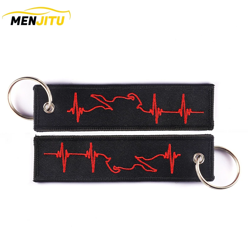

Biker Heartbeat Chain Keychain Fashion Chaveiro Para Moto Jewelry Embroidery Key ring for Car Motorcycle Key Chains