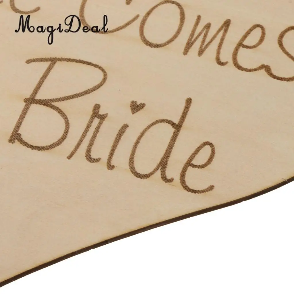 MagiDeal Here Comes The Bride Wedding Page boy Flower girl Wooden Sign Board Ornament Rustic Wedding