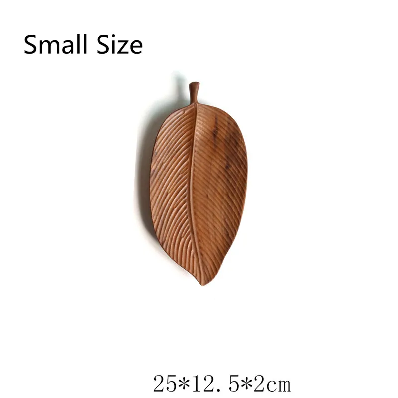 Leaf Pattern Rubber Walnut Wood Pan Plate Fruit Dishes Saucer Tea Tray Dessert Dinner Bread Wood Plate Japanese Irregular Shape