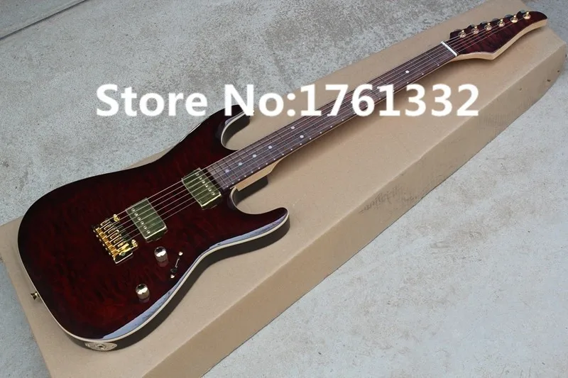 

Wholesale factory custom 6 strings 24 frets claret-red electric guitar with cloud stripe veneer,can be changed as request