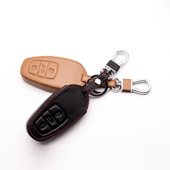 

High-quality leather key cover for volkswagen vw touareg 3 button smart key protect shell car keys accessories Car styling