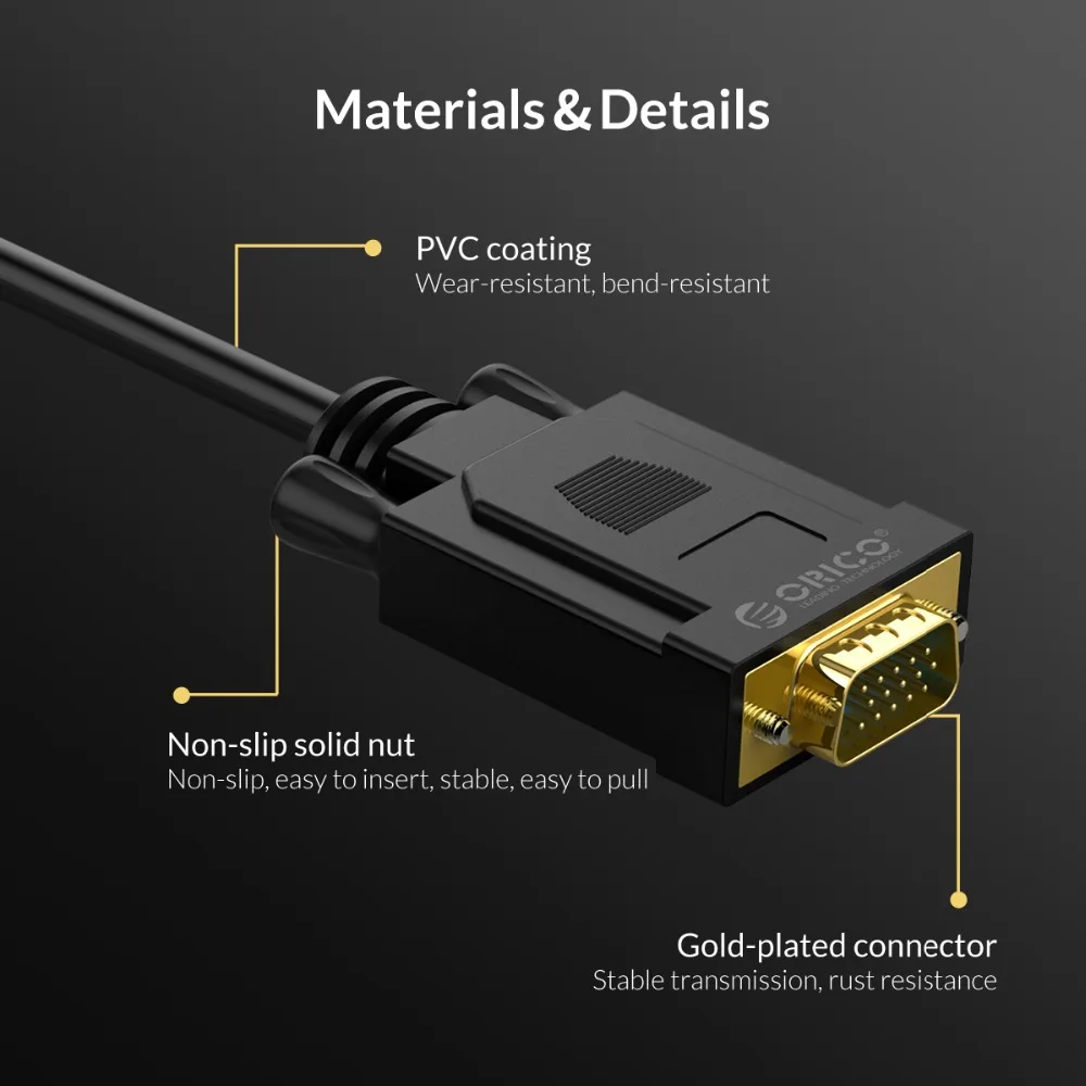 Кабель ORICO DVI к VGA конвертер 1080P 60 Гц 24 + 1/ 5 папа Папа видеокабель адаптер для