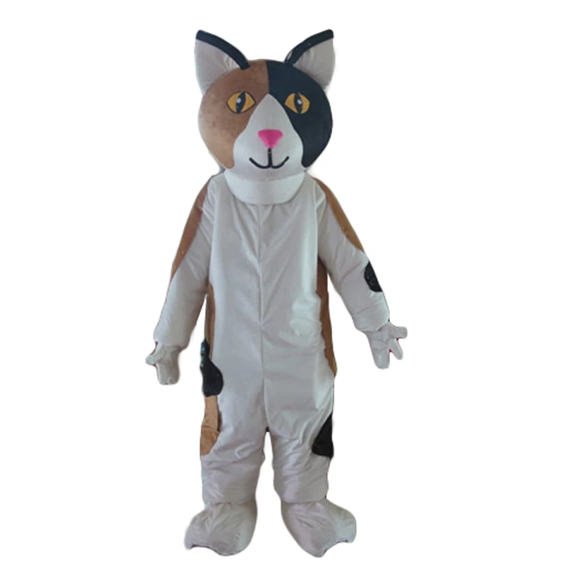 

smiling white cat mascot costume adult cat mascot