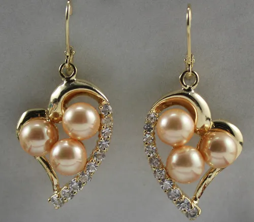 

hot sell new - Latest Round Shell Pearl With Heart-shape Stud Earring ER00054 8mm