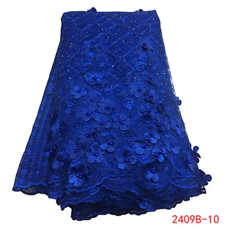 Золотые 3D цветы вышитые кружева ткань для вечернего платья с бисером камни высокое качество африканский тюль кружева ткани QF2409B-7 - Цвет: Picture 10