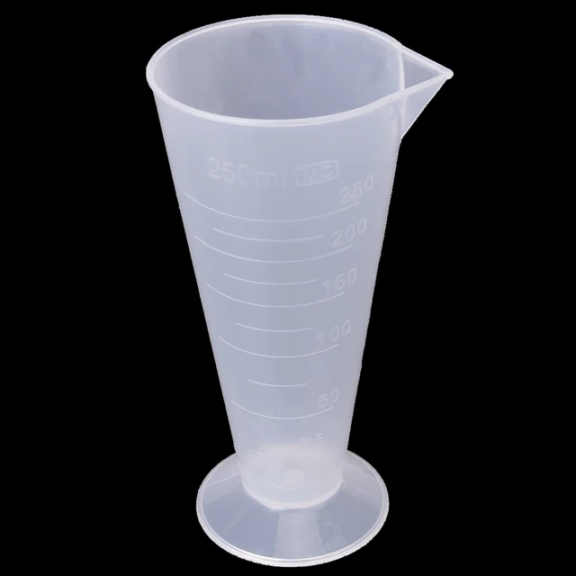 SOSW 250 ml transparent plastic cone measuring cupsin Laboratory