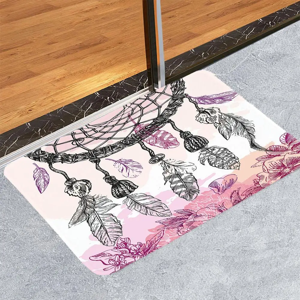 Цветной перьевой коралловый флис коврик для прихожей для кухни пейзаж ванная комната туалет Нескользящие Коврики для пола анти-скользящий коврик