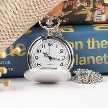 Винтажные Унисекс кварцевые карманные часы со стеклянными линзами Гладкие Черные стимпанк карманные часы на цепочке ожерелье часы подарок