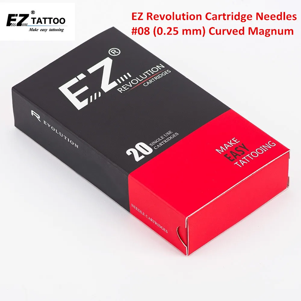 

EZ Revolution Cartridge Needles #08 (0.25 mm) Curved Magnum Tattoo Needles for Cartridge Tattoo Machine Grips 20 pcs/Box