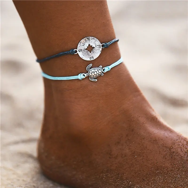 Если вы богемные Морская звезда летние пляжные многослойные украшения для ног браслет для ног для женщин женские модные мужские браслеты ювелирные изделия Новинка - Окраска металла: FLA1910