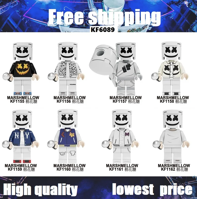 

Single Sale Building Blocks Famous DJ Singer Marshmellow The Clown Pennywise Modles Toys For Children KF6089