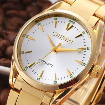 

Full Golden Chenxi Brand Clock gold Fashion Men watch full Stainless Steel Quartz watches Wrist Watch Wholesale CHENXI Gold 006B