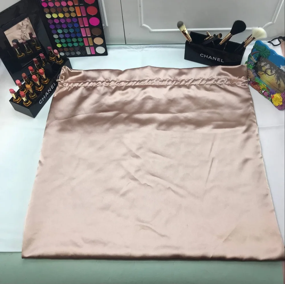 Bolsa de satén de Color oro rosa para empaquetar joyas de cabello/maquillaje/regalo/boda/fiesta/almacenamiento/ pelucas/paquete/bolsas de zapatos bolsa de seda de lujo