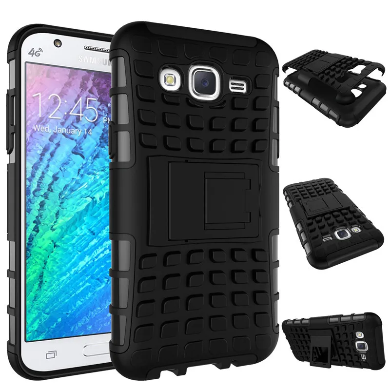 

New Cover Case For Samsung Galaxy J5 2015 J500F Phone Case Dual Layer Kickstand Heavy Duty Armor Shockproof Hybrid Silicone Case