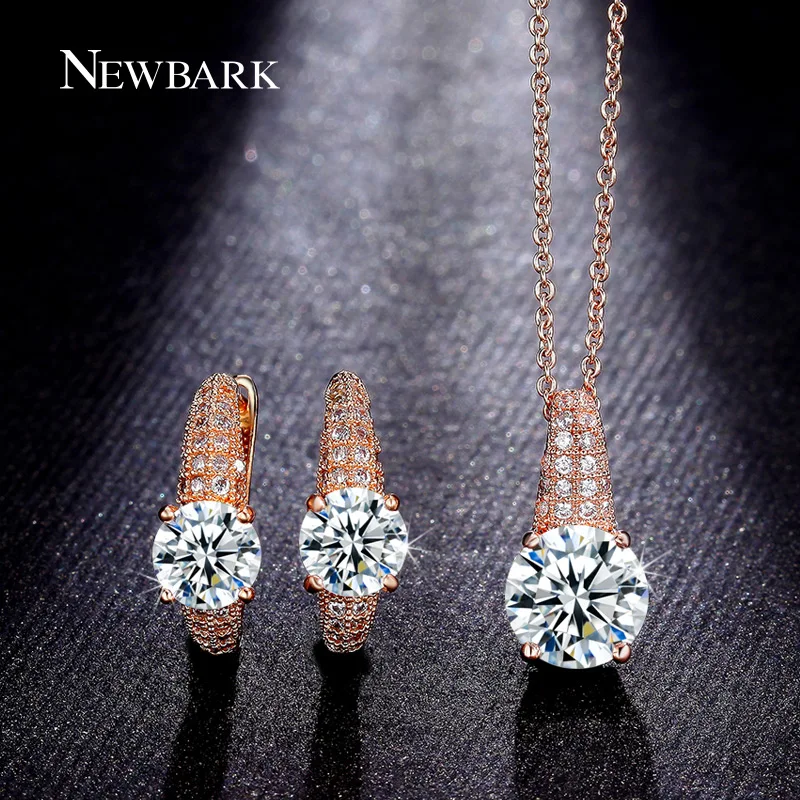 font b NEWBARK b font Jewelry Sets Charm Hoop Earrings Pave Setting 2 Carat Round