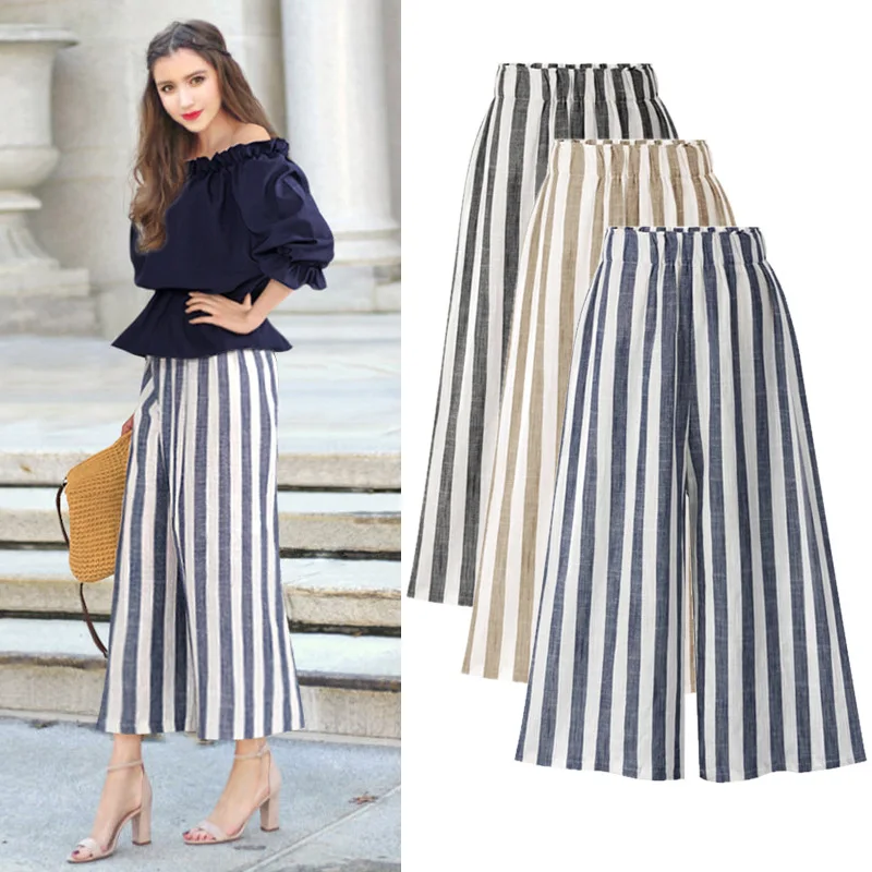 Summer Cotton And Linen Wide Leg Pants 